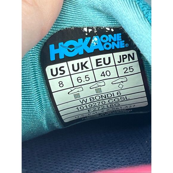 HOKA One One Bondi 6 Women’s Running Shoes Size 8 Teal Pink - Picture 8 of 8